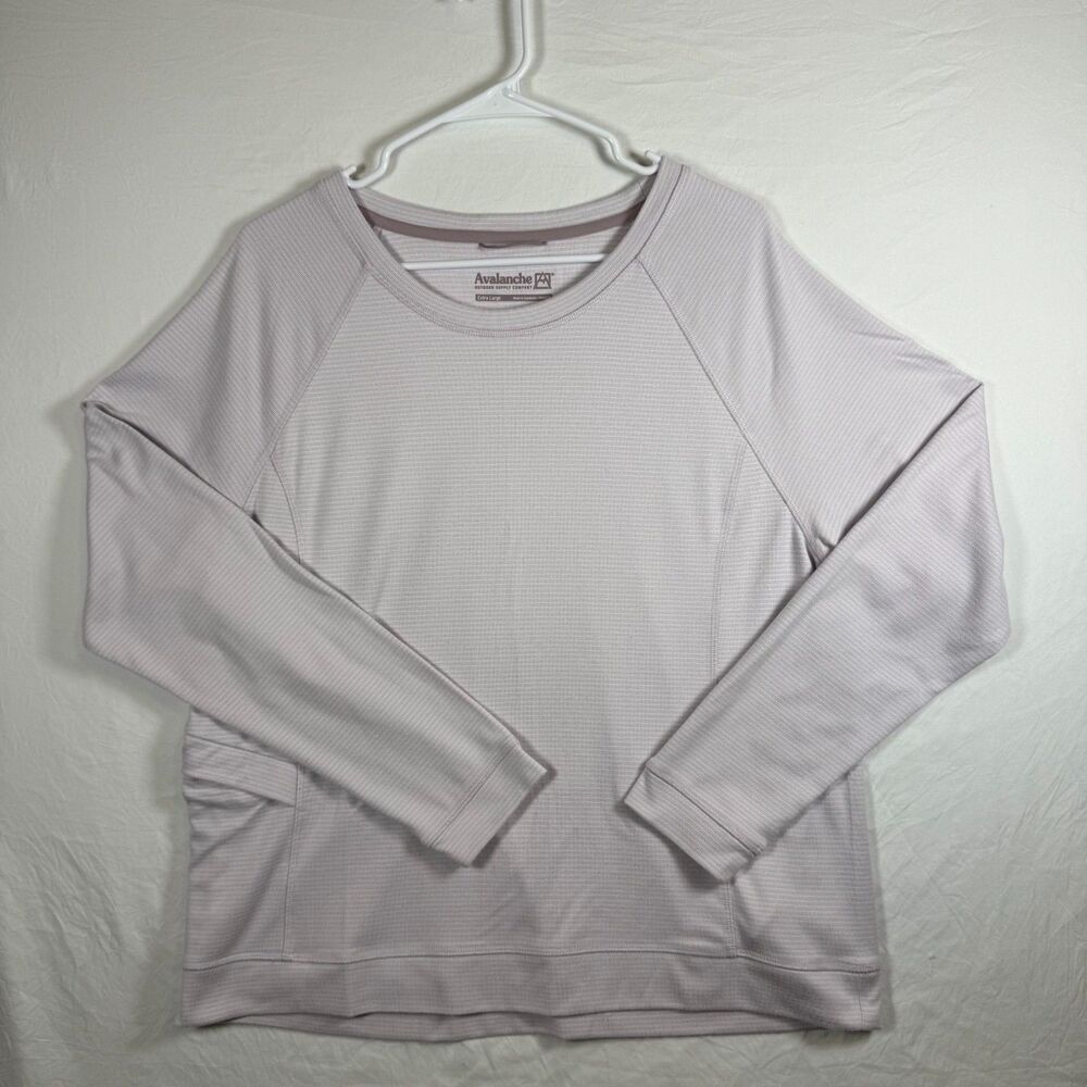 Avalanche Outdoor Supply Women's XL Lavender Gray Striped Crewneck Top